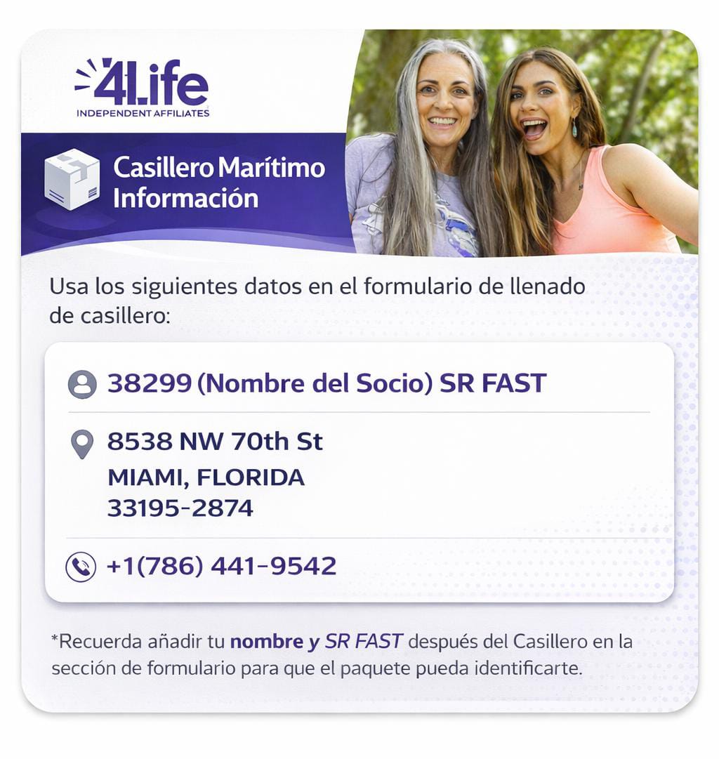 Afiche de casillero marítimo con dirección 8538 NW 70th St